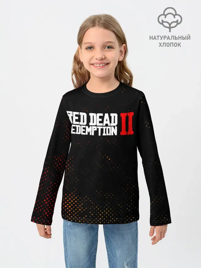 Детский лонгслив с принтом «Halftone — RED DEAD REDEMPTION 2»