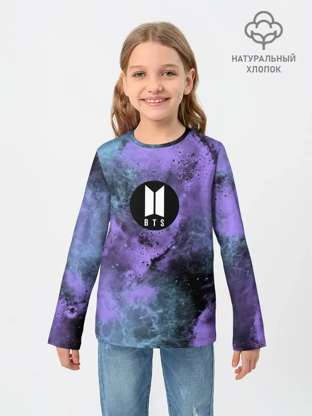 Детский лонгслив с принтом «BTS»