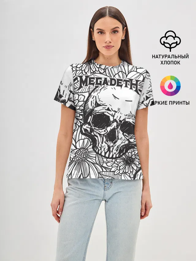 Женская базовая футболка с принтом «Megadeth»