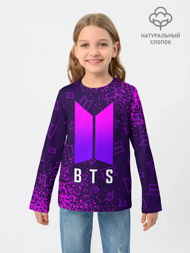 Детский лонгслив с принтом «BTS»
