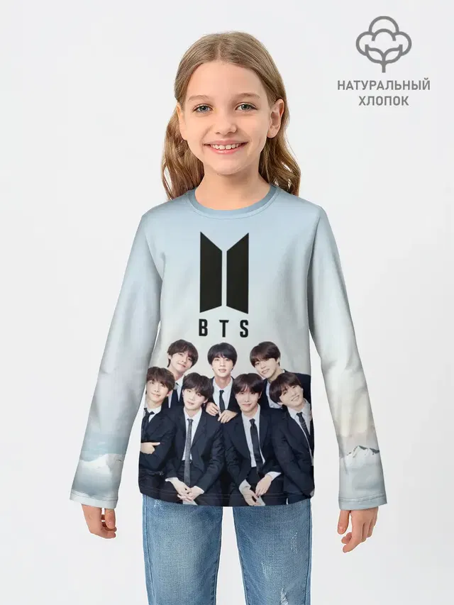 Детский лонгслив с принтом «BTS»