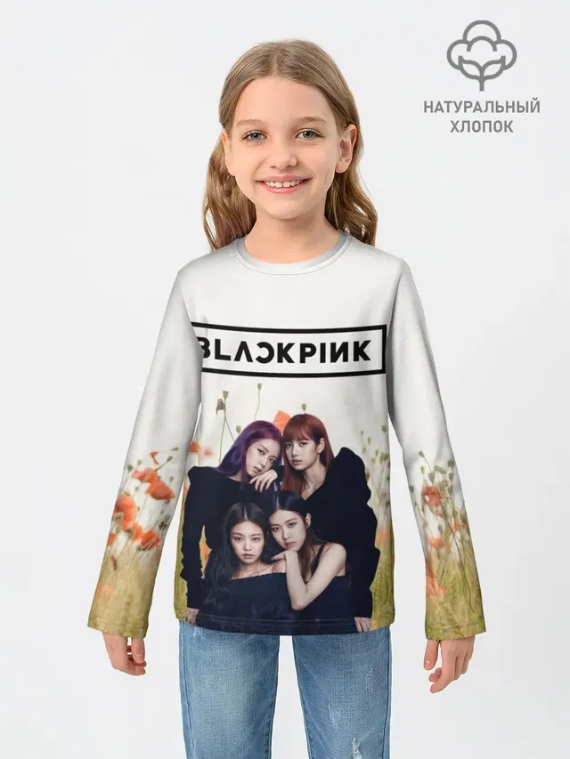 Детский лонгслив с принтом «BlackPink»