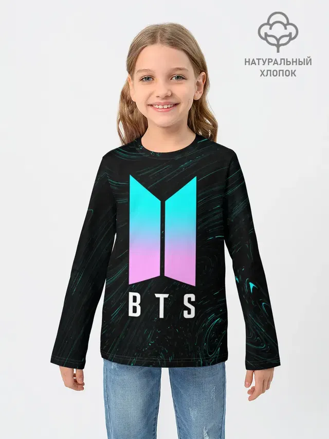 Детский лонгслив с принтом «BTS»