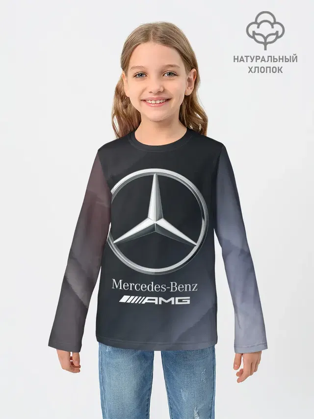 Детский лонгслив с принтом «Merсedes — MERCEDES — МЕРСЕДЕС»