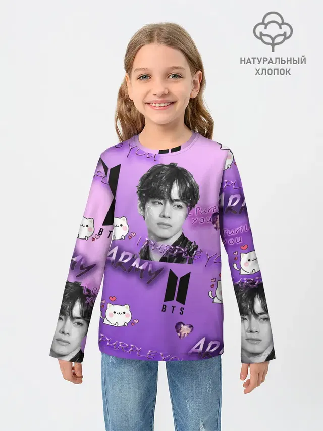 Детский лонгслив с принтом «BTS — I purple you»