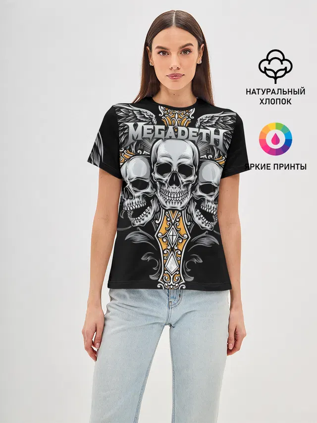 Женская базовая футболка с принтом «Megadeth»