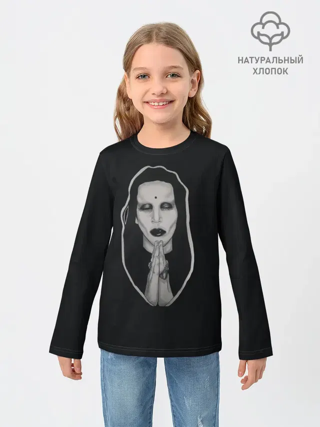 Детский лонгслив с принтом «Marilyn Manson»