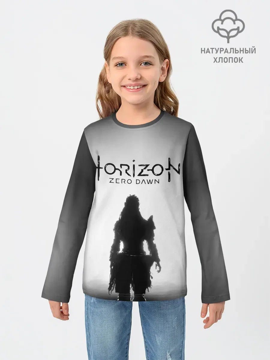 Детский лонгслив с принтом «Horizon Zero Dawn», вид спереди