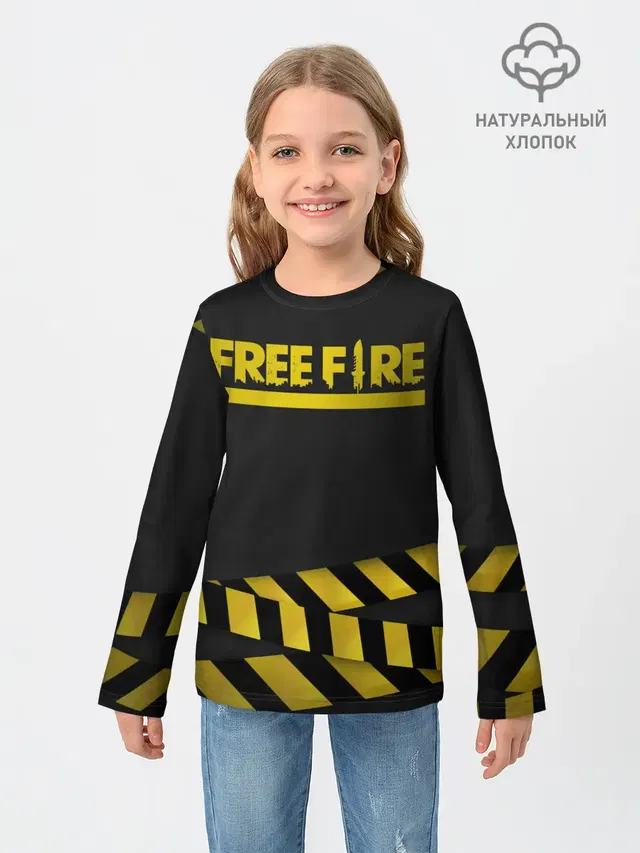 Детский лонгслив с принтом «Caution tape — Free Fire»