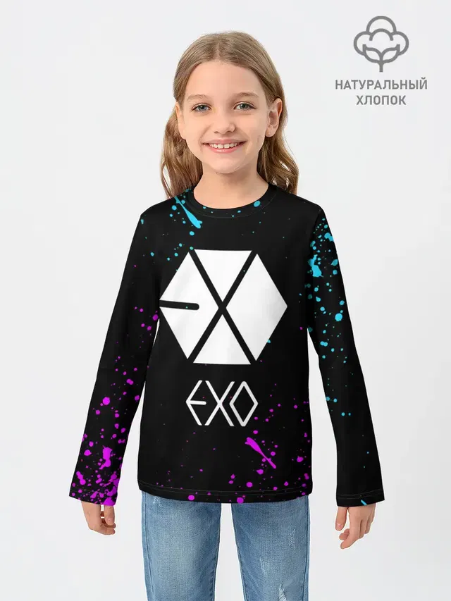 Детский лонгслив с принтом «Exo — EXO BAND.»