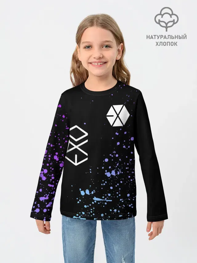 Детский лонгслив с принтом «Exo — EXO BAND.»