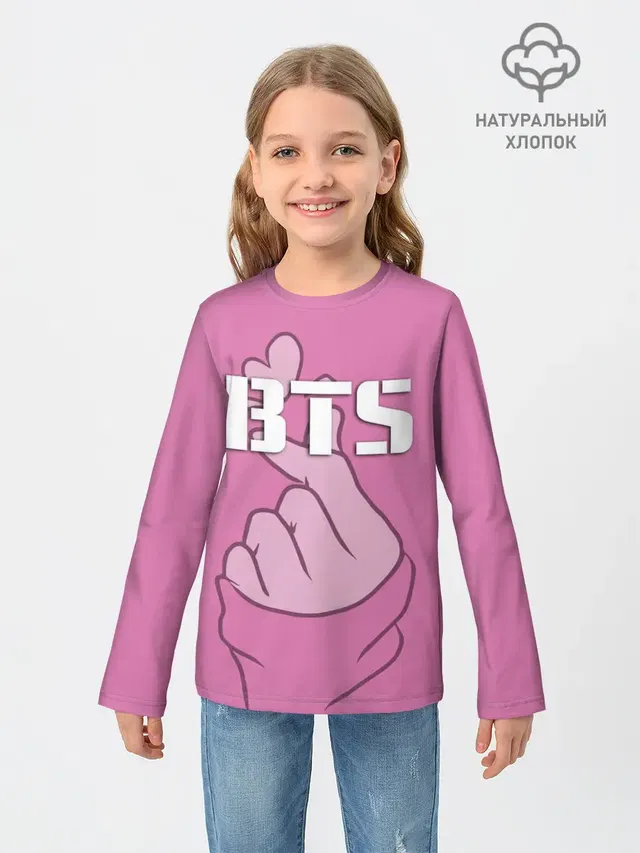 Детский лонгслив с принтом «BTS»
