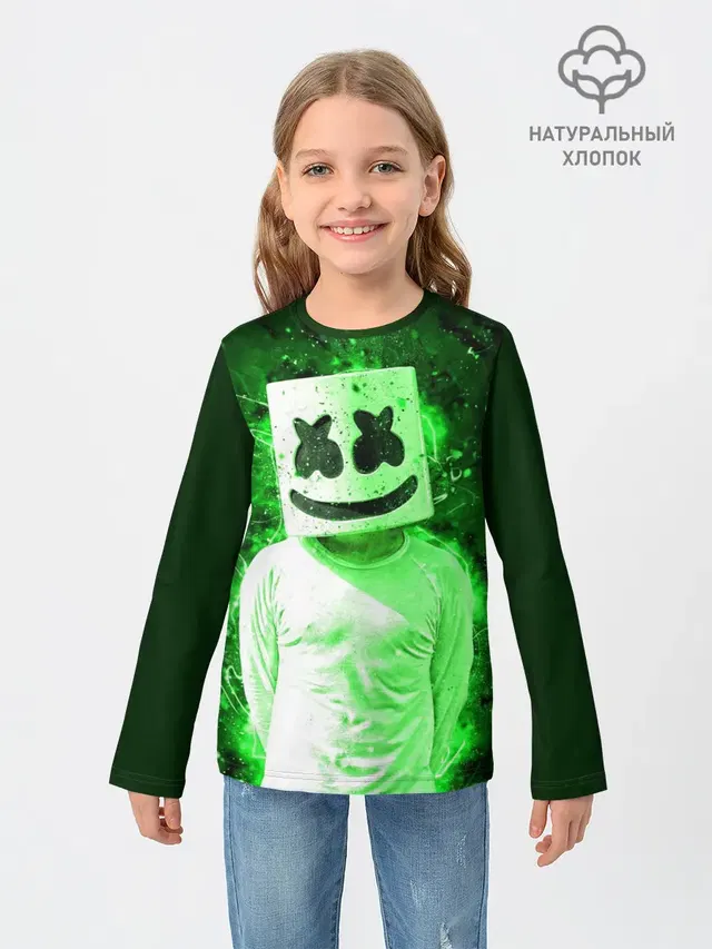 Детский лонгслив с принтом «Marshmello»