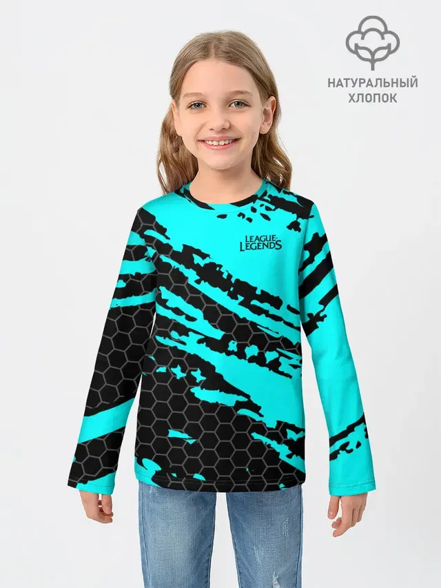Детский лонгслив с принтом «Hexagonal pattern»