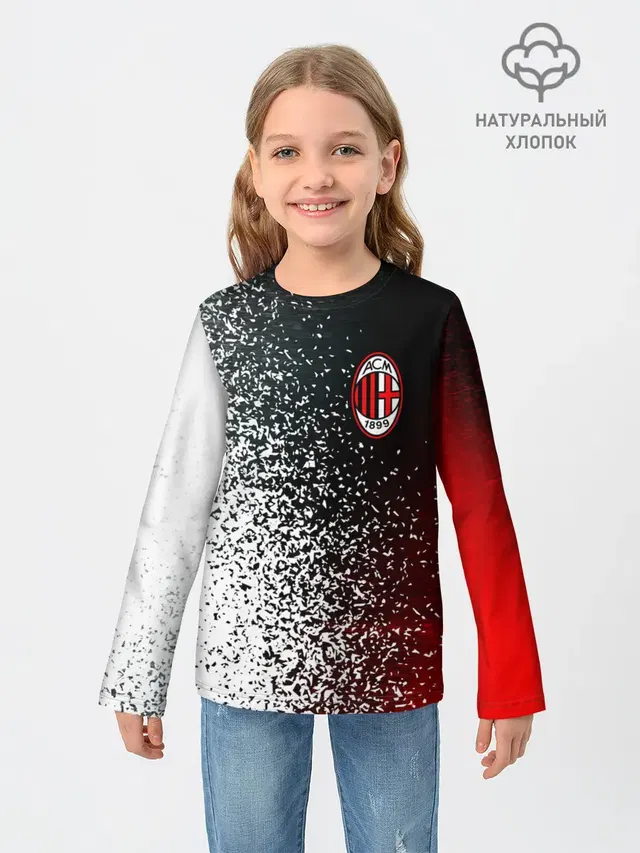 Детский лонгслив с принтом «Disintegration effect — AC MILAN»