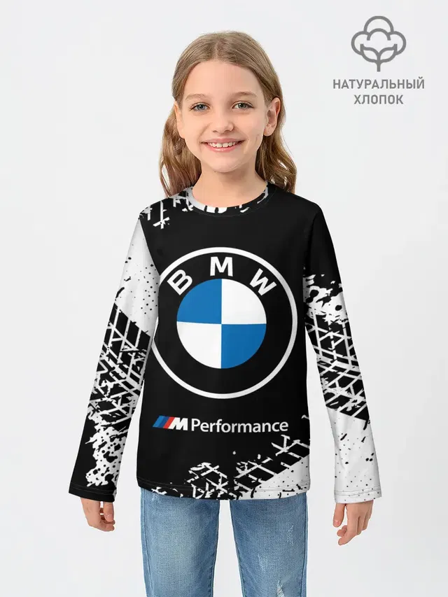 Детский лонгслив с принтом «BMW»