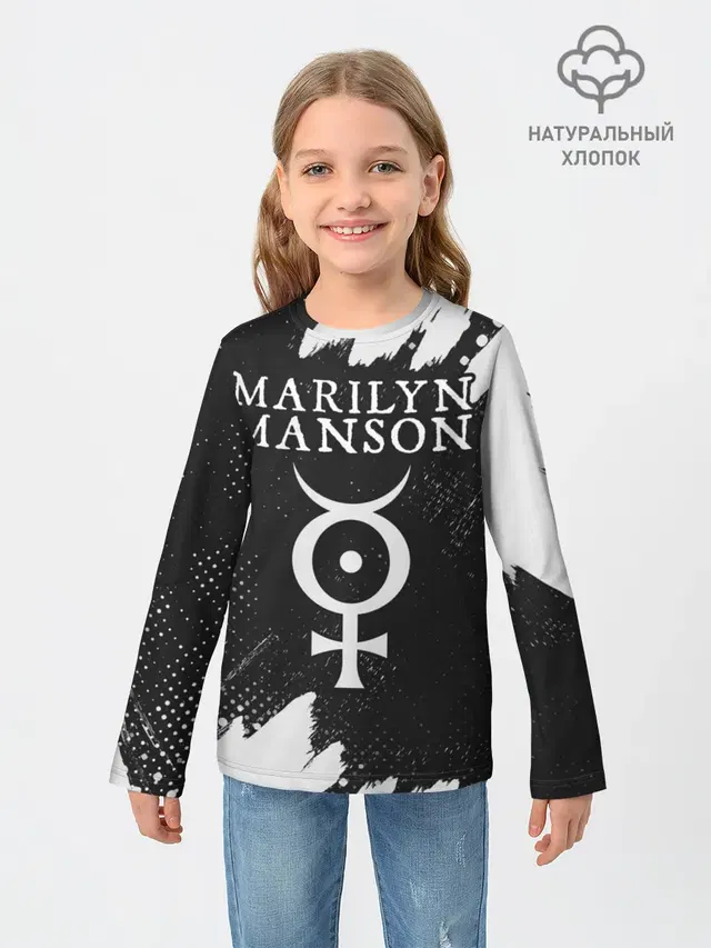 Детский лонгслив с принтом «Mercury symbol — М. МЭНСОН»