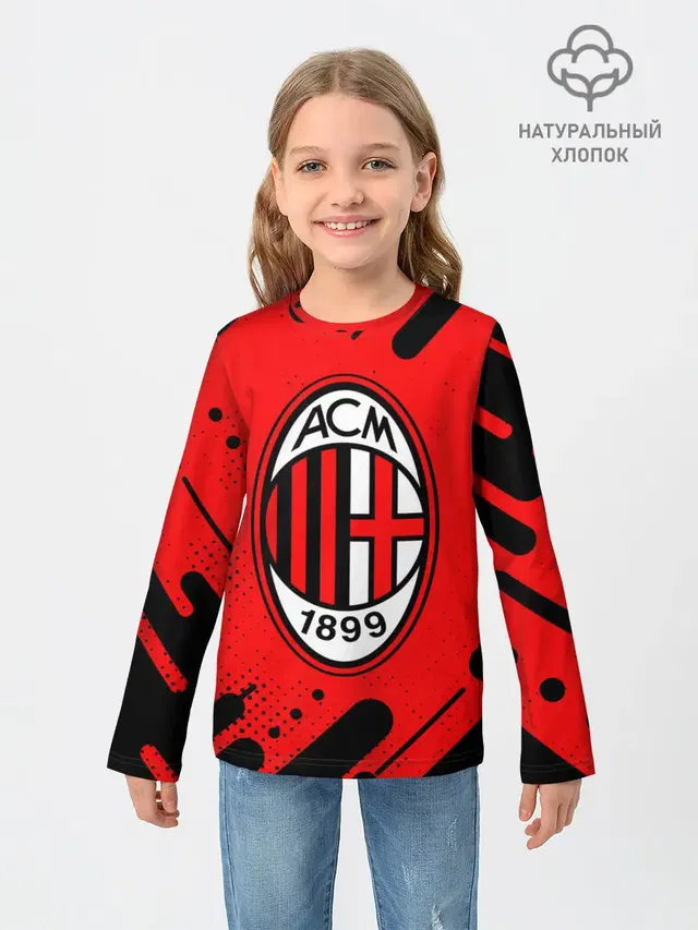 Детский лонгслив с принтом «А С Милан — AC MILAN»