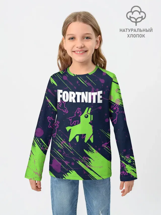 Детский лонгслив с принтом «Фортнайт — FORTNITE LAMA.»