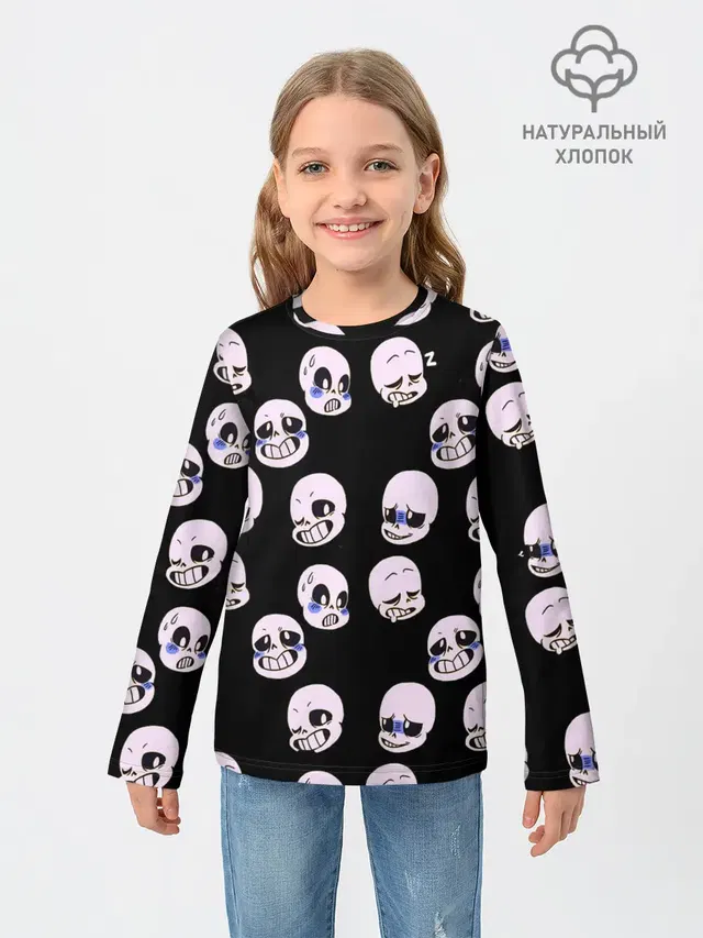 Детский лонгслив с принтом «skull»