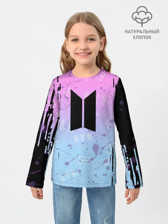 Детский лонгслив с принтом «BTS»