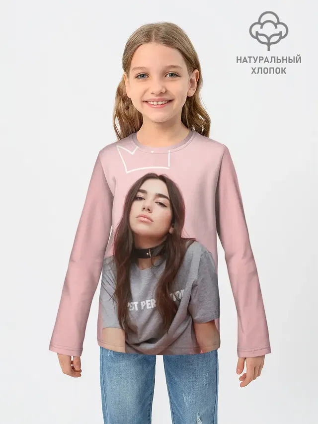 Детский лонгслив с принтом «Dua Lipa»
