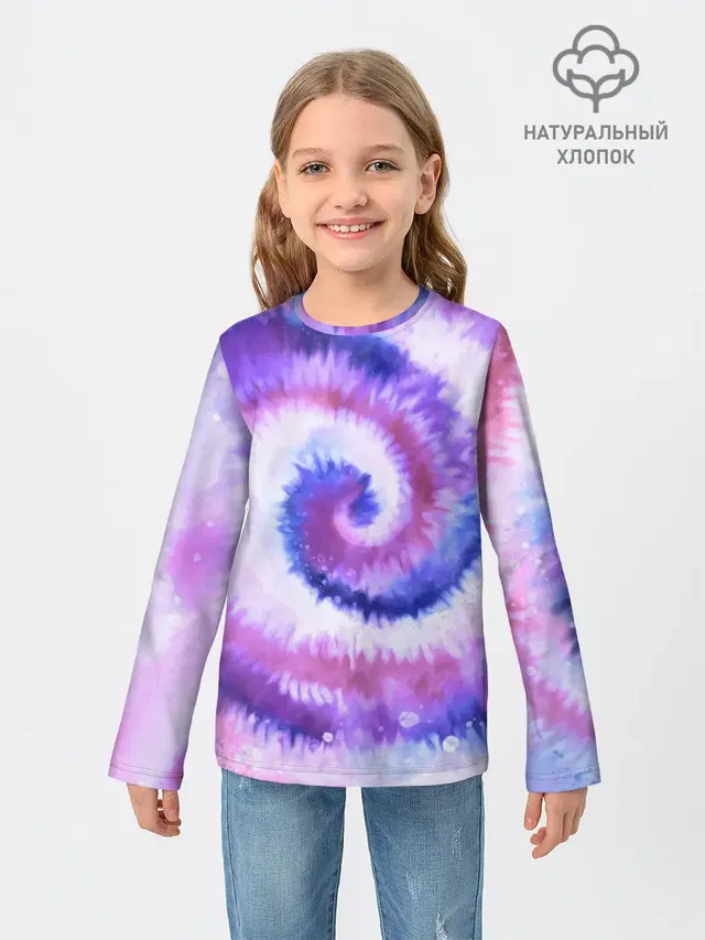 Детский лонгслив с принтом «Tie-Dye — TIE-DYE PURPLE»
