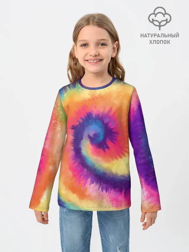 Детский лонгслив с принтом «Tie-Dye Multicolor»