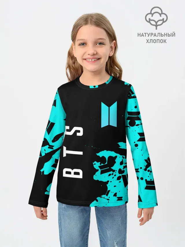 Детский лонгслив с принтом «BTS»