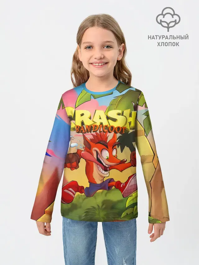 Детский лонгслив с принтом «Crash Bandicoot»