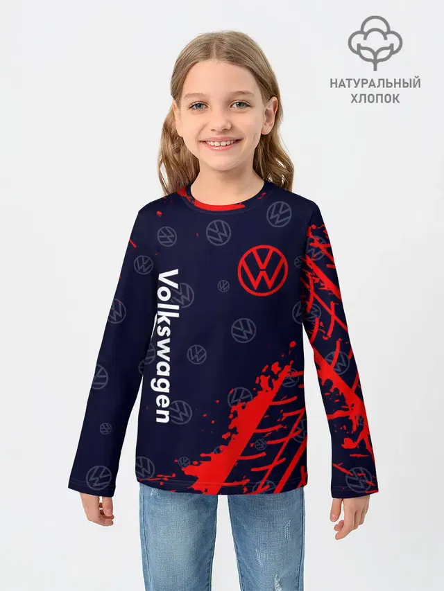 Детский лонгслив с принтом «Volkswagen — Фольксваген»