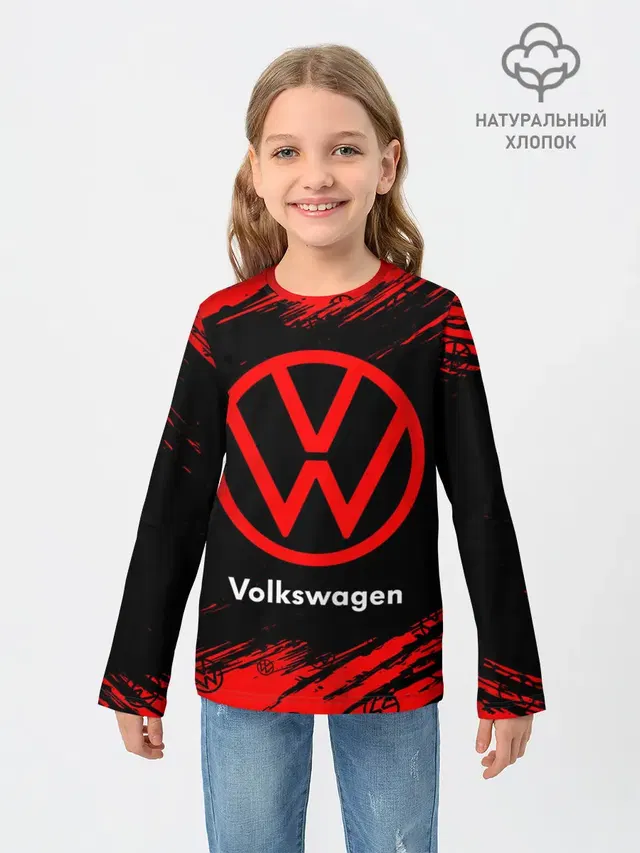 Детский лонгслив с принтом «Volkswagen — Фольксваген»