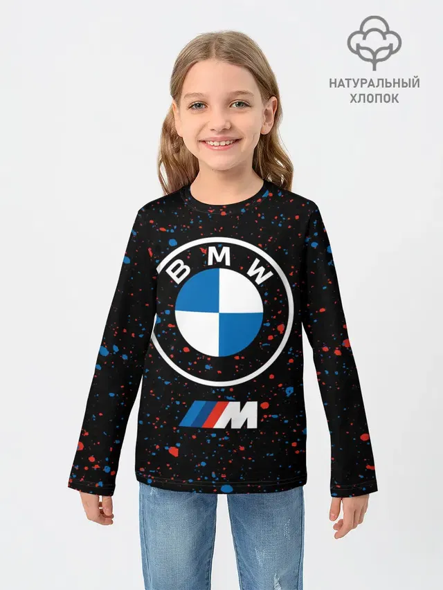 Детский лонгслив с принтом «BMW»