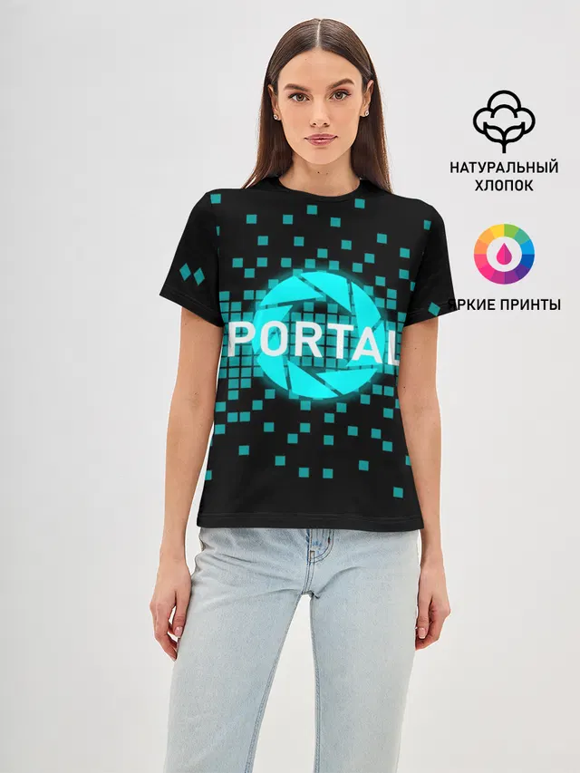 Женская базовая футболка с принтом «Portal series»