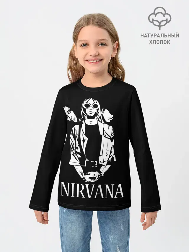 Детский лонгслив с принтом «Kurt Cobain»