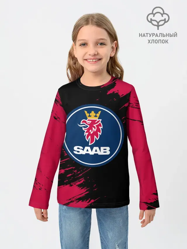 Детский лонгслив с принтом «Saab»