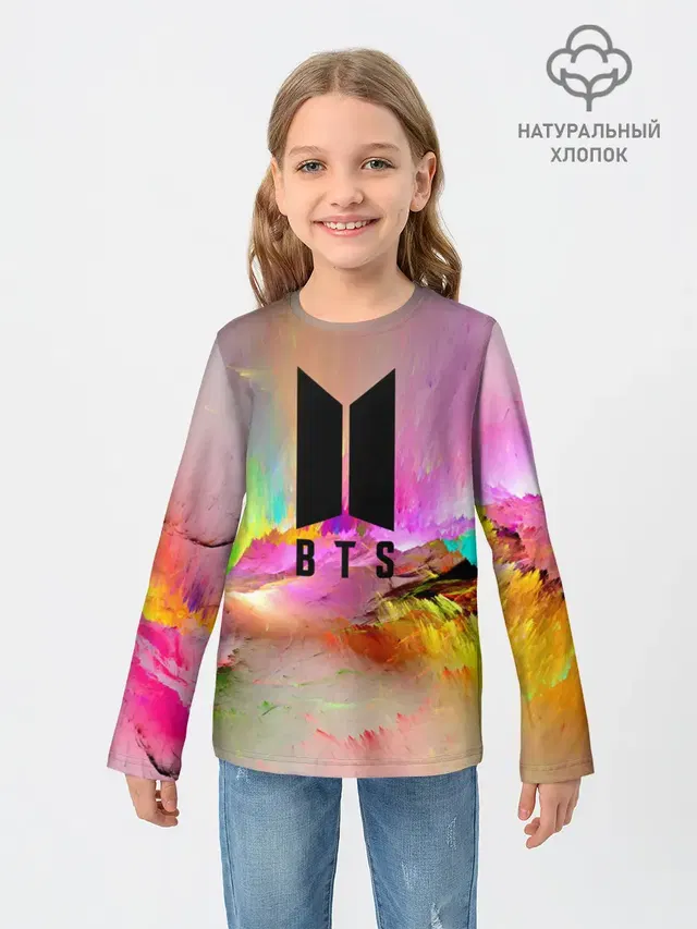 Детский лонгслив с принтом «BTS»