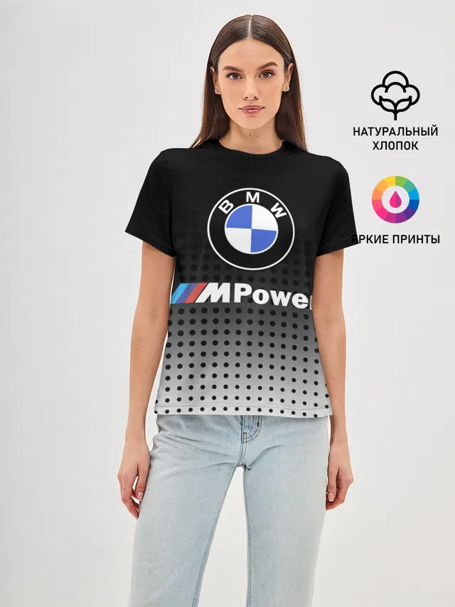 Женская базовая футболка с принтом «BMW»