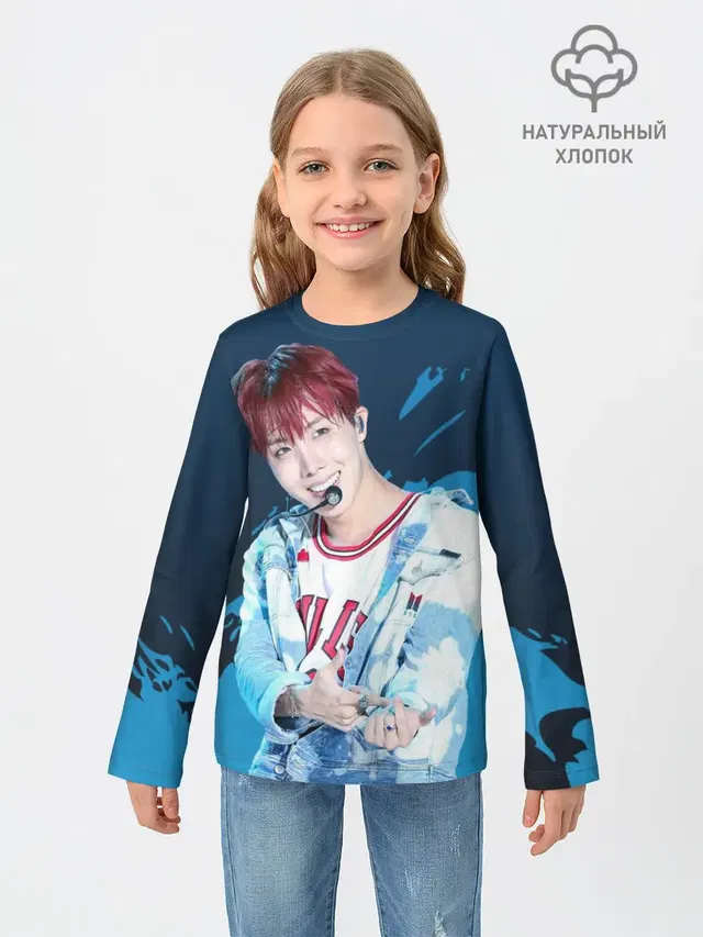 Детский лонгслив с принтом «BTS»