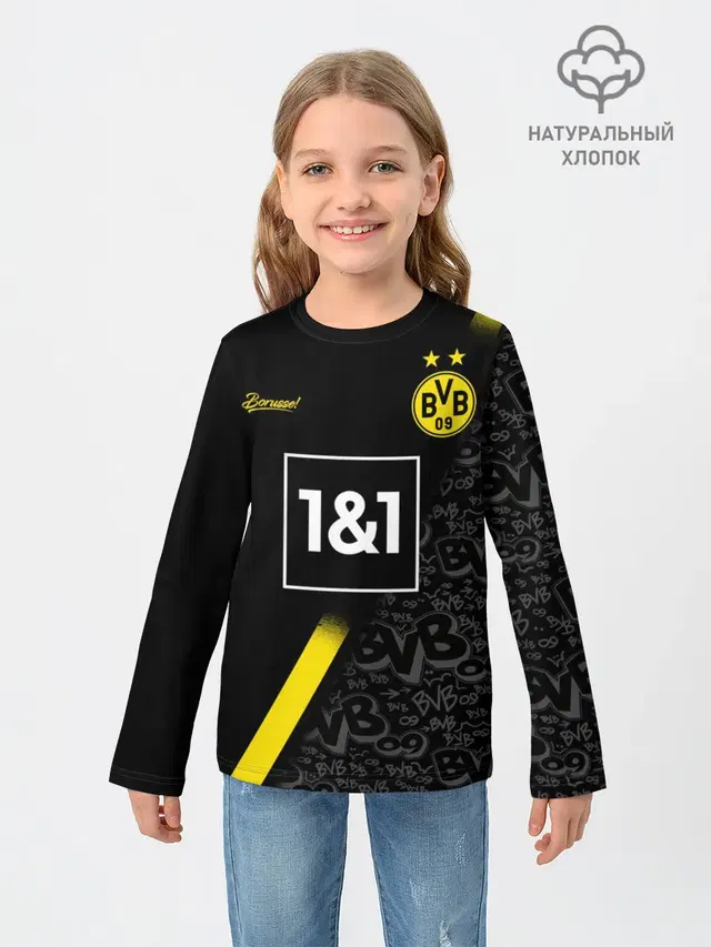 Детский лонгслив с принтом «Borussia — BORUSSIA выездная сезон 20/21»