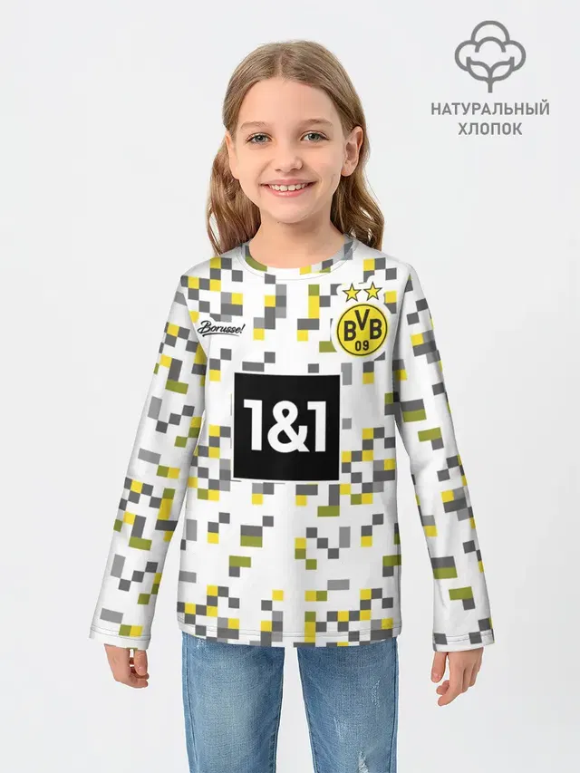 Детский лонгслив с принтом «Pixelated camouflage — BORUSSIA резервная сезон 20/21»