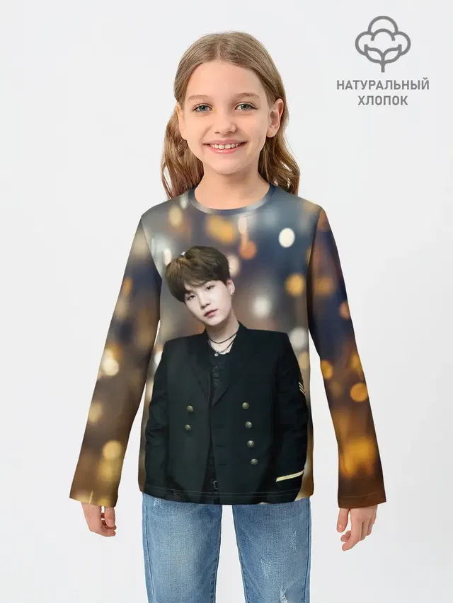 Детский лонгслив с принтом «BTS — MIN YOONGI»