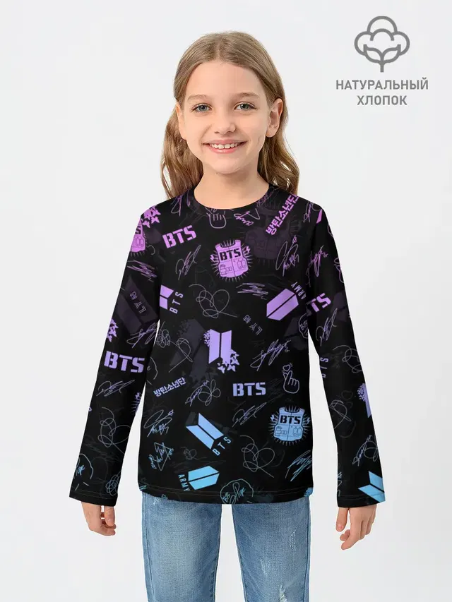 Детский лонгслив с принтом «BTS»