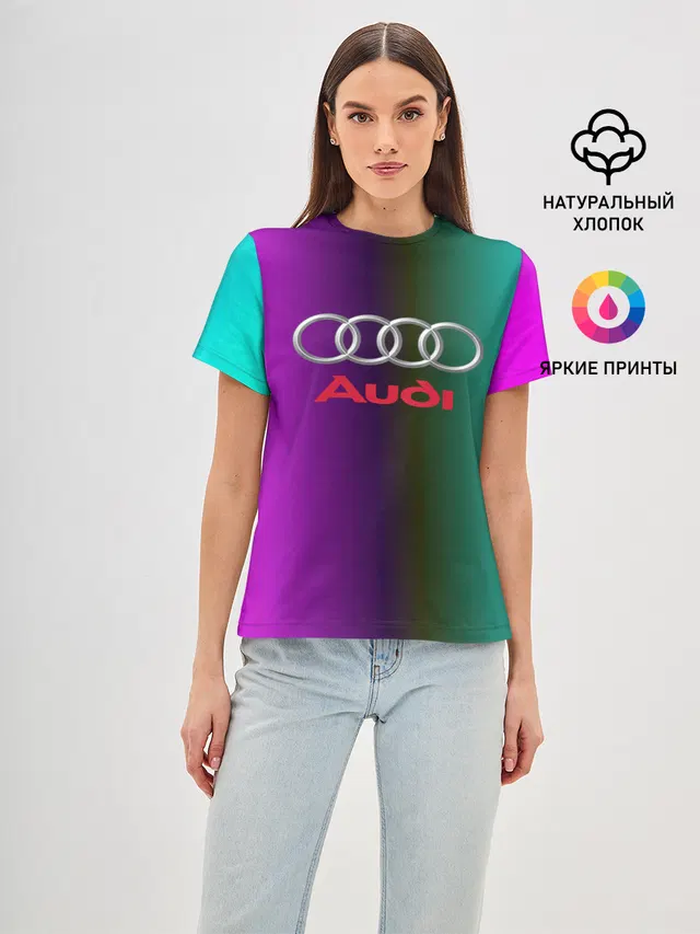 Женская базовая футболка с принтом «Audi»