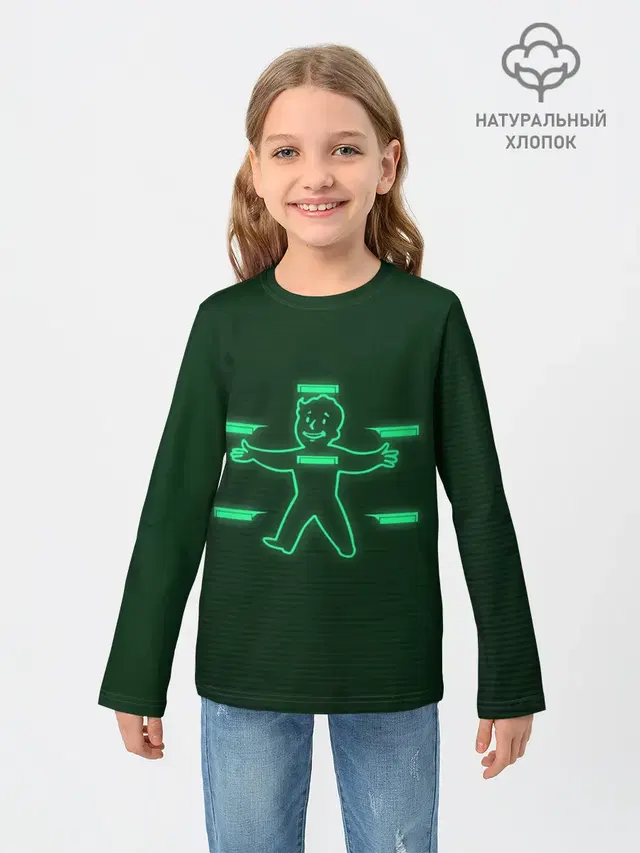 Детский лонгслив с принтом «Vault-Boy HP»