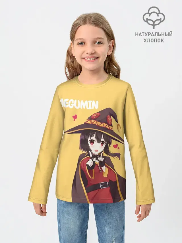 Детский лонгслив с принтом «Коносуба — Megumin ноу ноу»