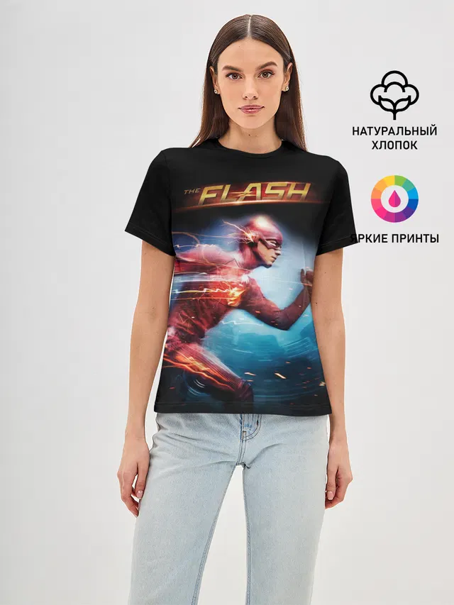 Женская базовая футболка с принтом «Флэш — The Flash»