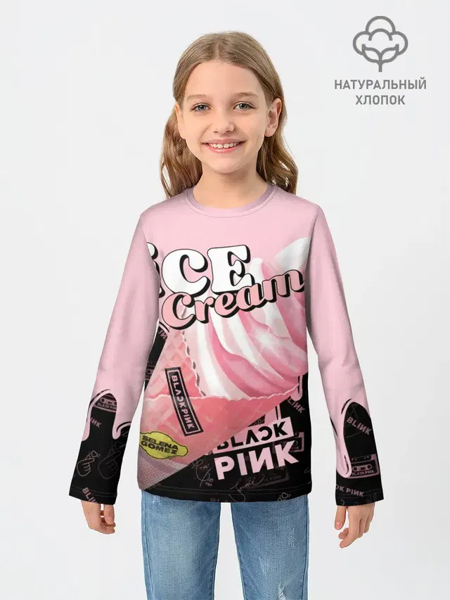 Детский лонгслив с принтом «BlackPink — BLACKPINK ICE CREAM»