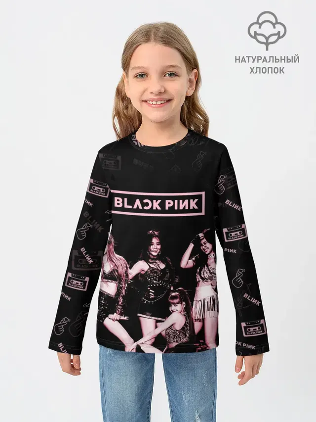 Детский лонгслив с принтом «BlackPink»