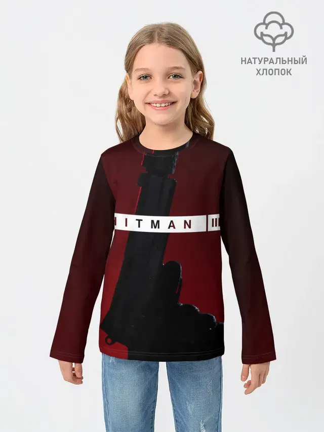 Детский лонгслив с принтом «Hitman III»